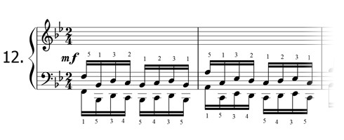 Piano technique exercise N°12 in Bb