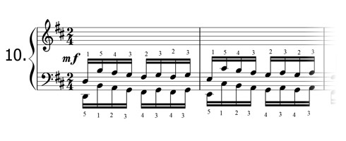 Hanon Exercise N 10 in D 240 Piano finger exercises in all keys