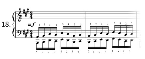 Piano technique exercise N°18 in A