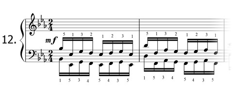 Piano technique exercise N°12 in Eb