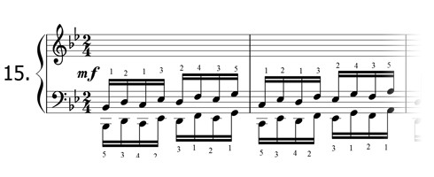 Piano technique exercise N°15 in Bb