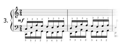 Piano technique exercise N°3 in C