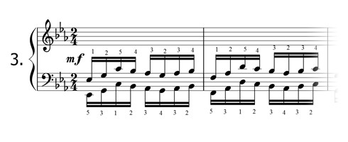 Piano technique exercise N°3 in Eb