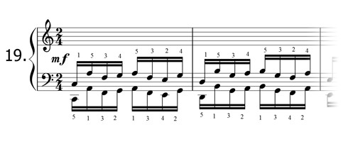 Piano technique exercise N°19 in C