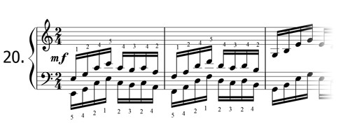 Piano technique exercise N°20 in C