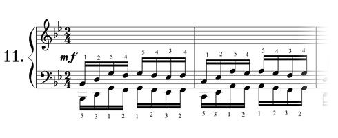 Piano technique exercise N°11 in Bb