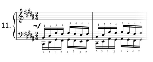 Piano technique exercise N°11 in B