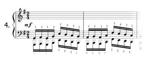 Piano technique exercise N°4 in G