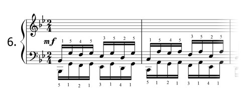 Piano technique exercise N°6 in Bb