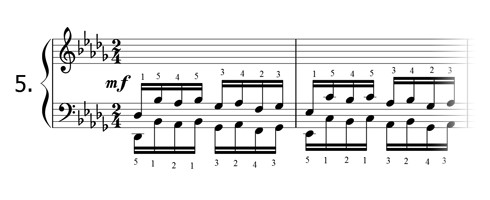 Piano technique exercise N°5 in Db