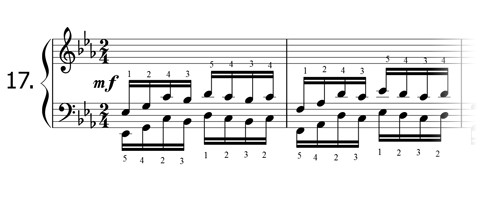 Piano technique exercise N°17 in Eb