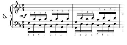 Piano technique exercise N°6 in F