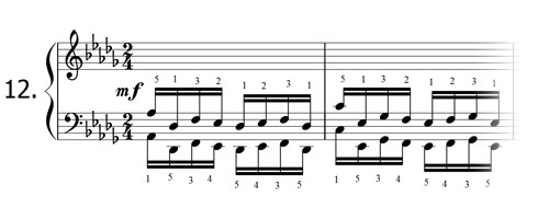 Piano technique exercise N°12 in Db
