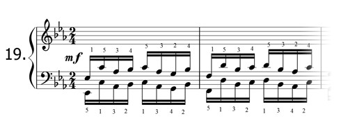 Piano technique exercise N°19 in Eb