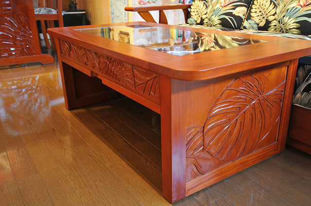 Mahogany Glass Top Collection Coffee Table