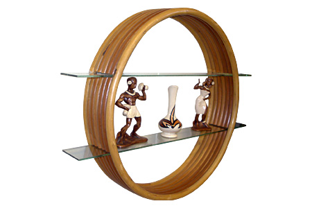 Rattan circle shelf