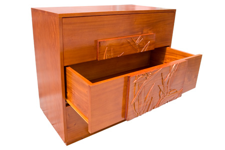 Mahogany 3 Drawer Carving Chest (Bird of Paradise)