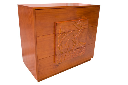 Mahogany 3 Drawer Carving Chest (Bird of Paradise)