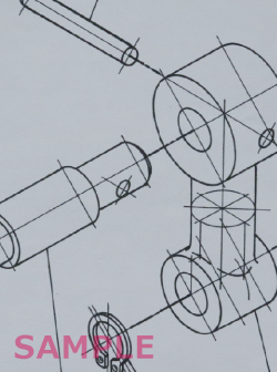 2級　テクニカルイラストレーションCAD　課題の作図例