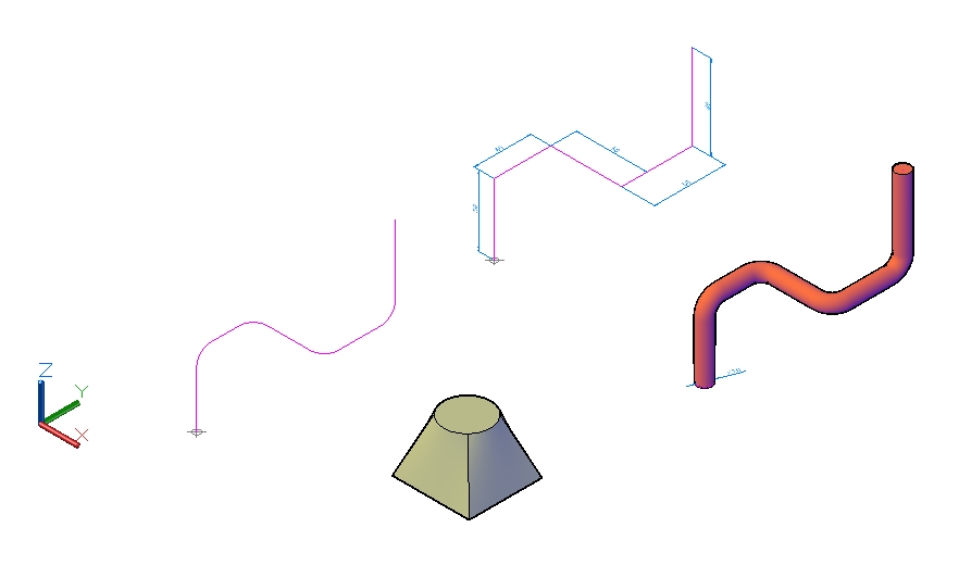AutoCAD 3D ソリッド スイープ ロフト