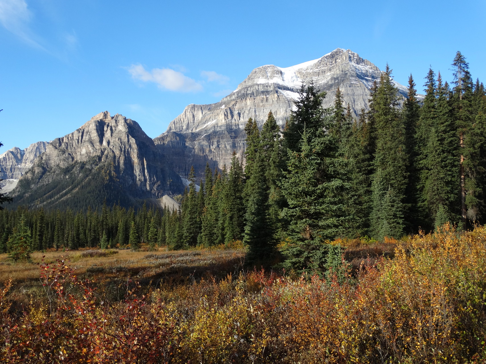 Uitzicht uit onze 'cabin' in Shadow Lake Lodge