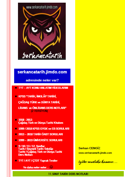 11 Sinif Tarih Ders Notlari Serkancatarih