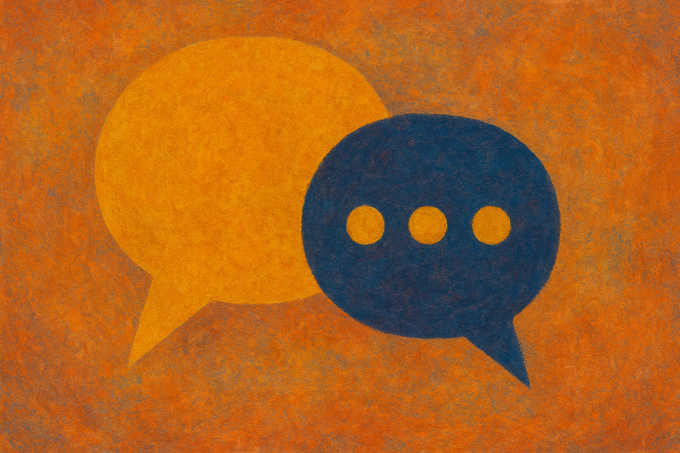 Abstrakte Sprechblasen, Symbole der Verständigung und des Gesprächs. Vielleicht ist es ja ein Psychologe der Gesprächstherapie in Gladbeck oder Kirchhellen anbietet.