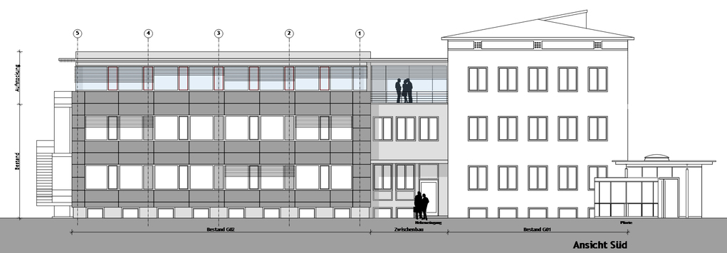 Eingabe- und Werkplan, Aufstockung Bürogebäude.