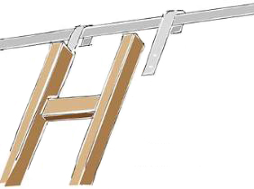 Staffe per scale a soppalco o librerie, hooks for mezzanine ladder