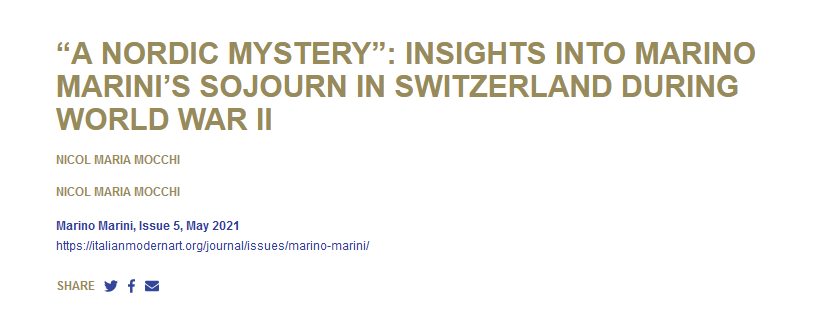 "A Nordic Mystery": Insights into Marino Marini's Sojourn in Switzerland during World War II
