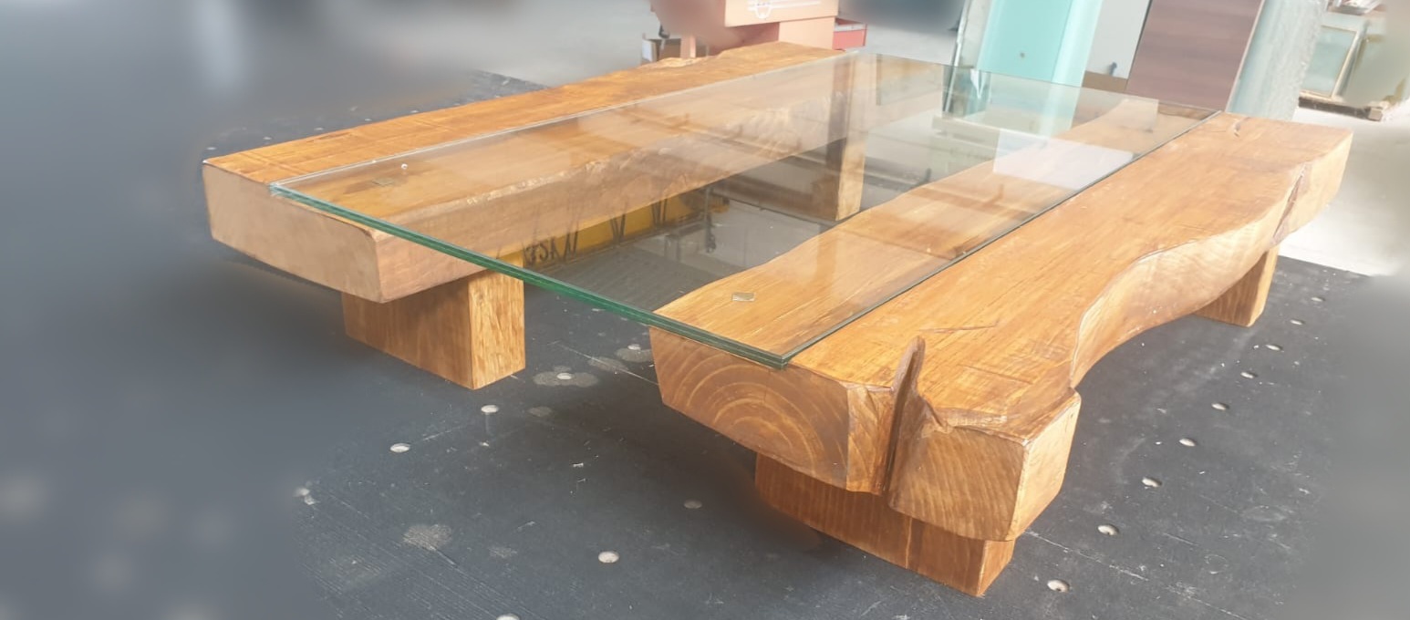 Fabricación mesa de centro tronco árbol