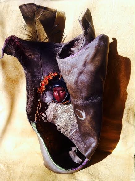 'Pachamama Dreaming' - Mixed media Buffalo rawhide sculpture