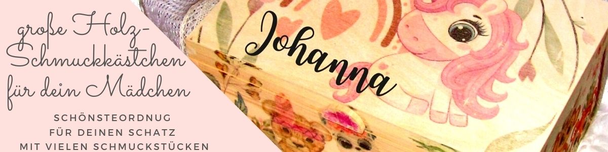 Holzschmuckkästen groß mit Fächern und Boho-Motiven - personalisierte Geschenke für Mädchen