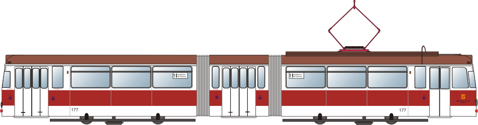 Gotha-Gelenkwagen in rot-weiß