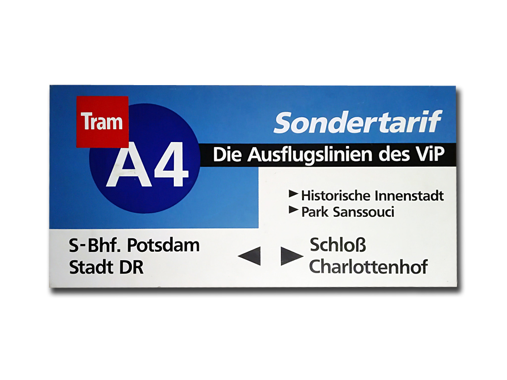 Schild der Ausflugslinie A4 (1992 und 93)