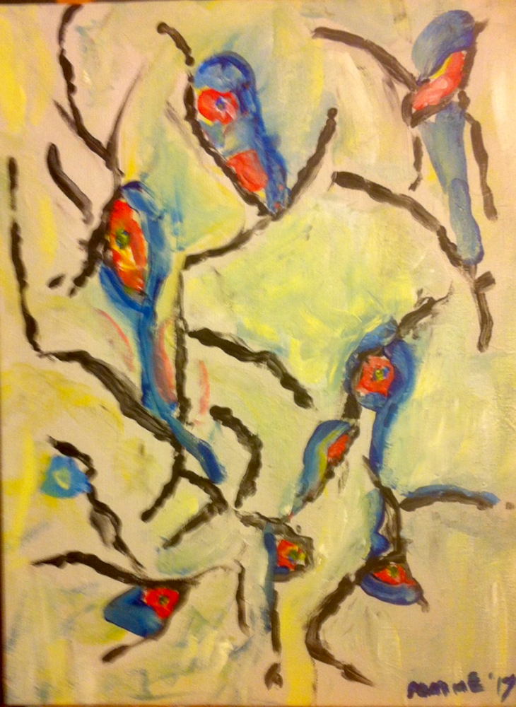 ‘Bugs ‘n Birds’ ,30x40 cm No. 35 12-8-2017 (sold)