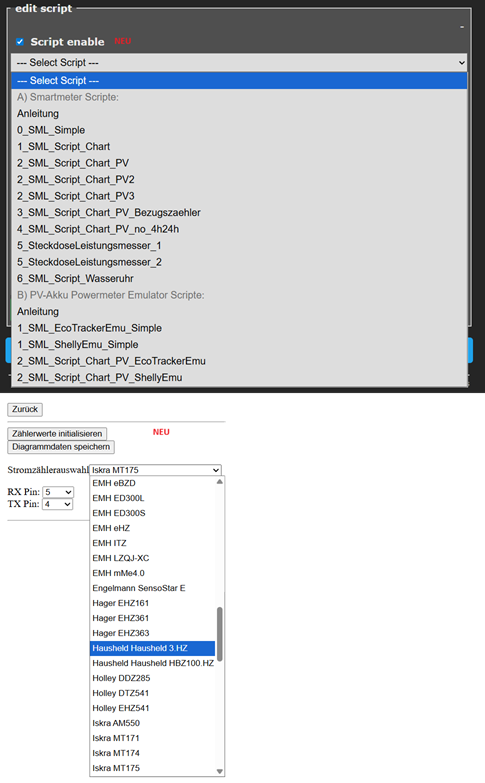Stromzähler Tasmota V15.1.0 und großes Scriptupdate