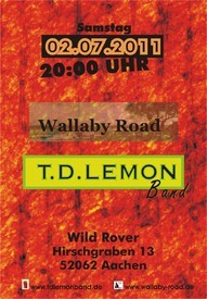 Plakat T.D. Lemon Band, Wild Rover, Aachen