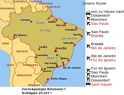 Kasimirs, Cäsars und Fredis Stationen in Brasilien