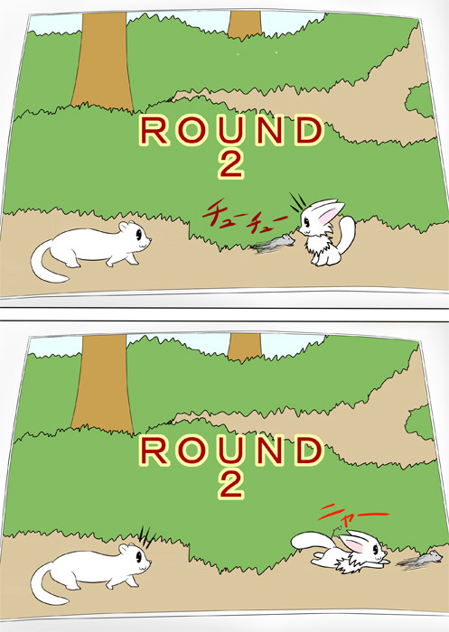 ネズミを追いかける猫　ふわもふケモノ家族連載web漫画第四十四話16p