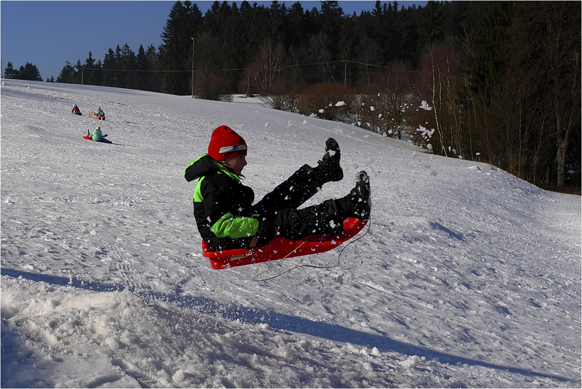 3. Platz: Klaus Bramer "Rasanter Schlittenflug"
