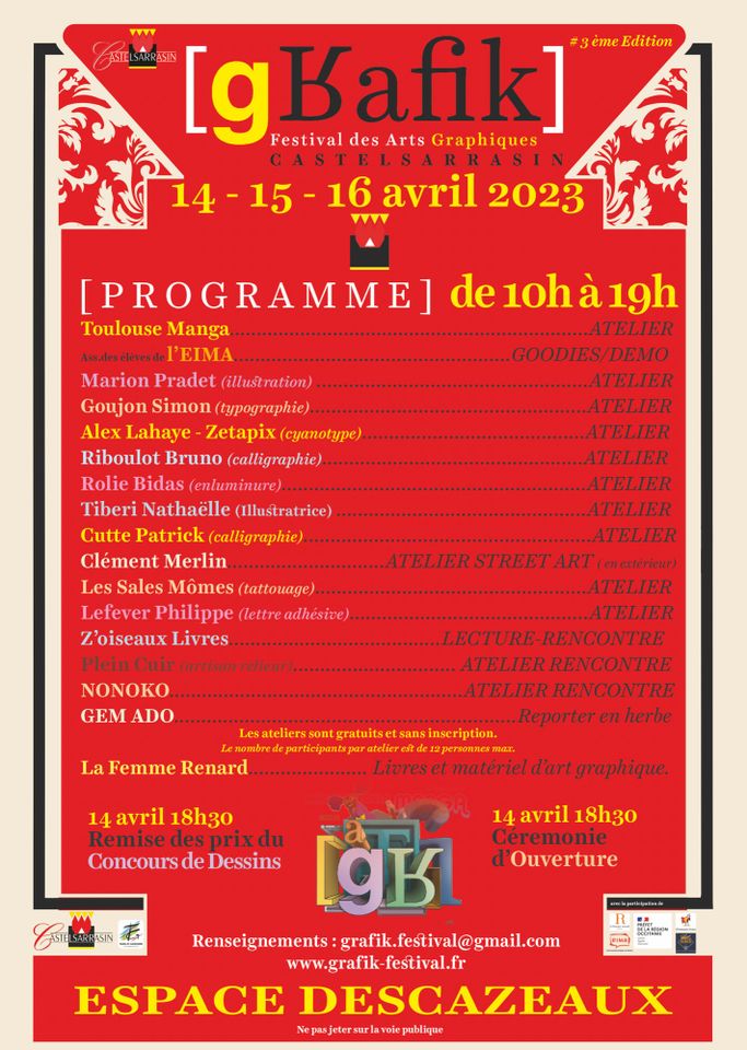 programme Grafik Festival Castelsarrasin Reliure Livre Artisan Relieur La Lettre