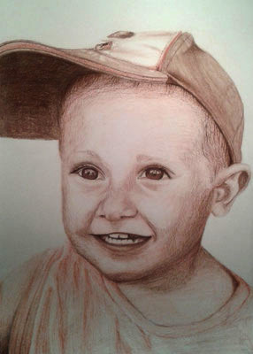 Kinder-Porträt, A4, 135 g/m², Zeichenpapier, Sepia