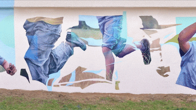 <alt="art fresque murale streetart école jean de la fontaine graffiti ville metz moselle france peinture murale déco extérieur commande artistique graffmatt">