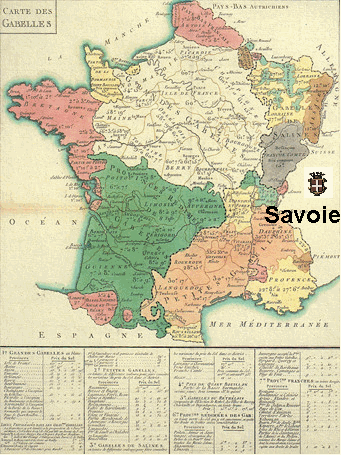 Carte de France en 1781, jusque 1860.