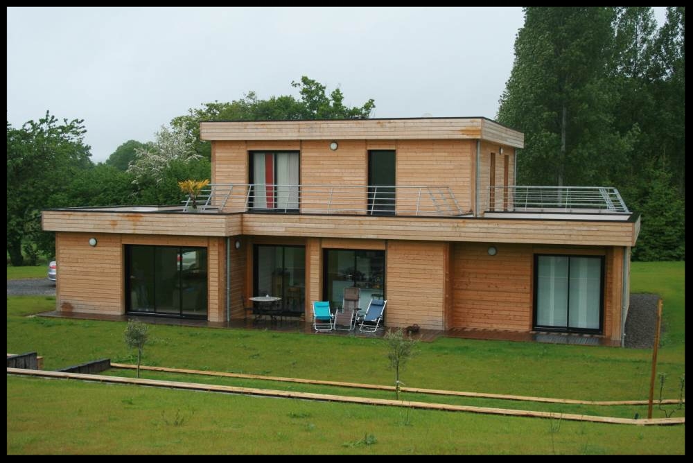 Maison Bois avec toiture terrasse