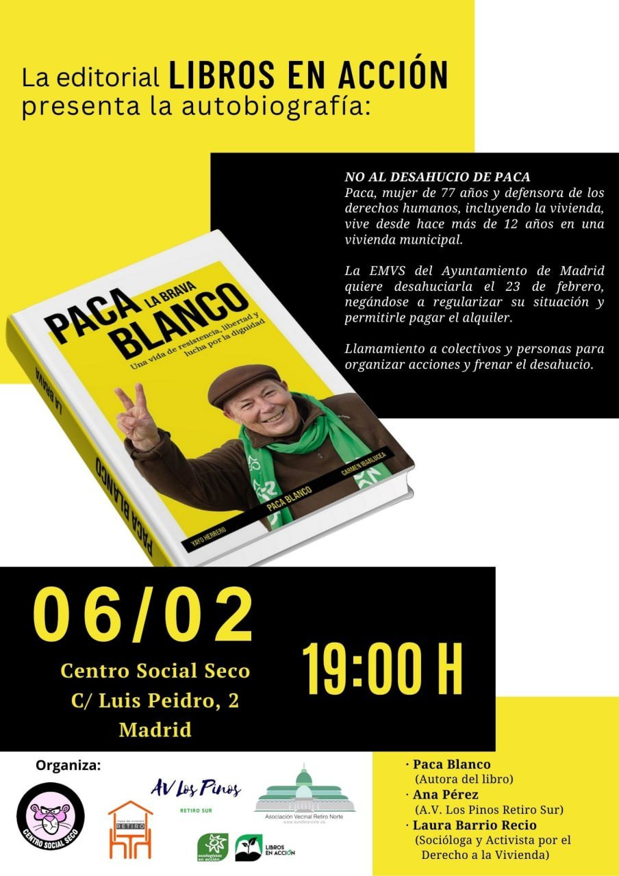 Paca Blanco: Una vida de lucha amenazada por el desahucio. ¡Defendamos a nuestra vecina!