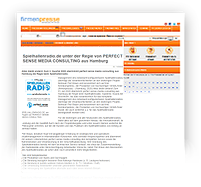 Previewscreen Pressenews bei FIRMENPRESSE - SPIELHALLENRADIO.DE, ein Projekt von PERFECT SENSE MEDIA CONSULTING