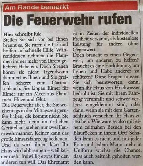 Freiwillige Feuerwehr, Presse, Feuerwissen