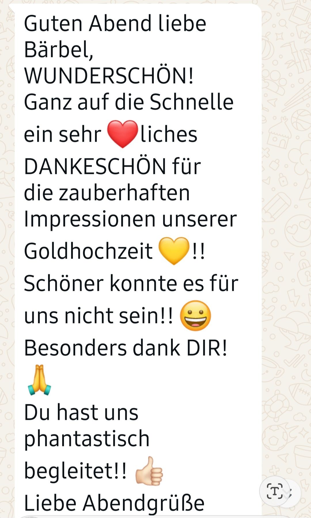 postitives Feedback über WhatsApp